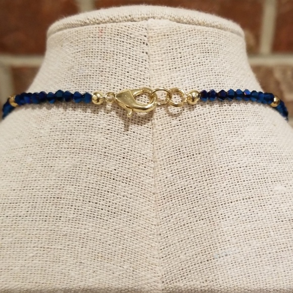 Bicone Swarovski Indigo Blue Necklace w/ Earrings - Picture 2 of 6